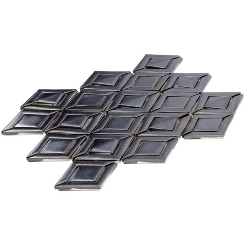 Nabi Jewel 3D Glossy Glass Mosaic Tile, Gunmetal Gray