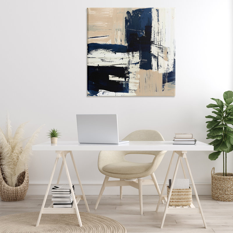 «Expressive Blue Tan Shapes» par Susan Jill, H 36 po x l 36 po