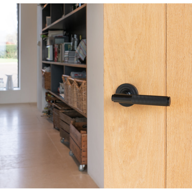 Brompton Lever on Rose Set (Art Deco), Matt Black