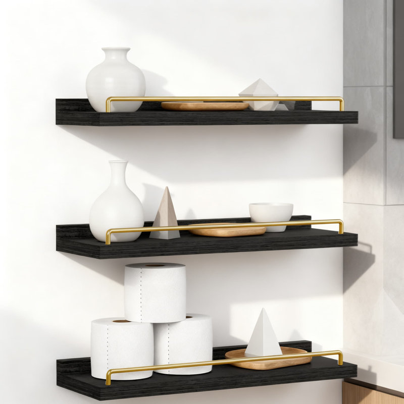 Ensemble de 3 tablettes murales flottantes, tablettes décoratives modernes pour salle de bain, salon, chambre à coucher, pour exposer des photos, des plantes et des décorations