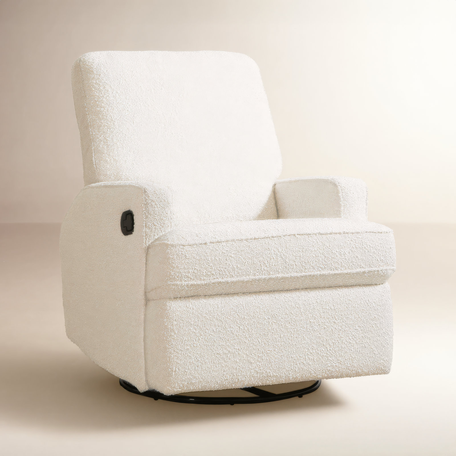 Tucker Swivel Glider, Cream Boucle