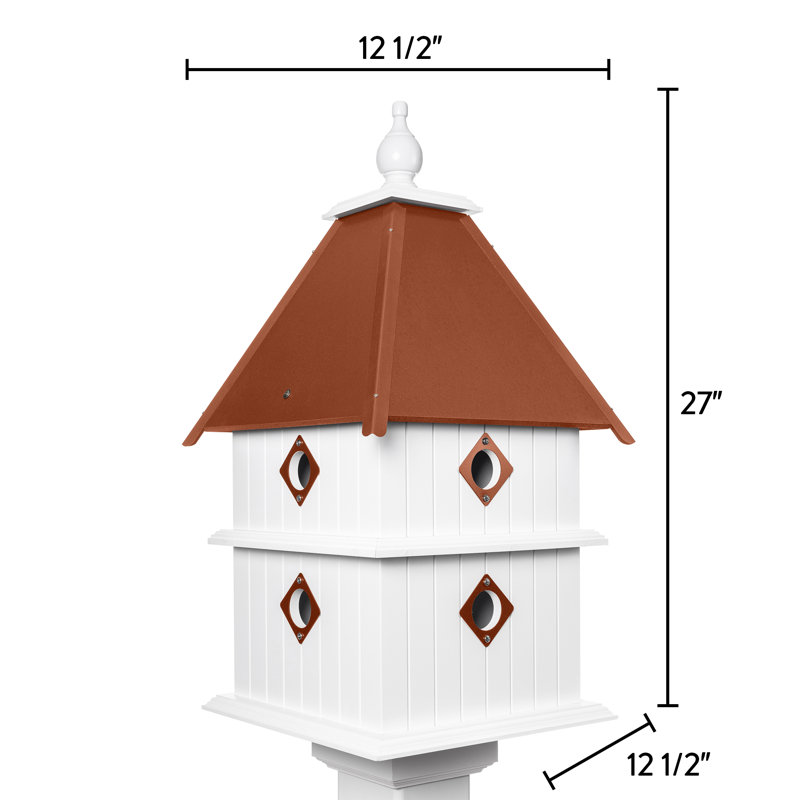 Kalene 27'' H x 12.5'' W x 12.5'' D Post UV Resistant Birdhouse, Hammered Copper
