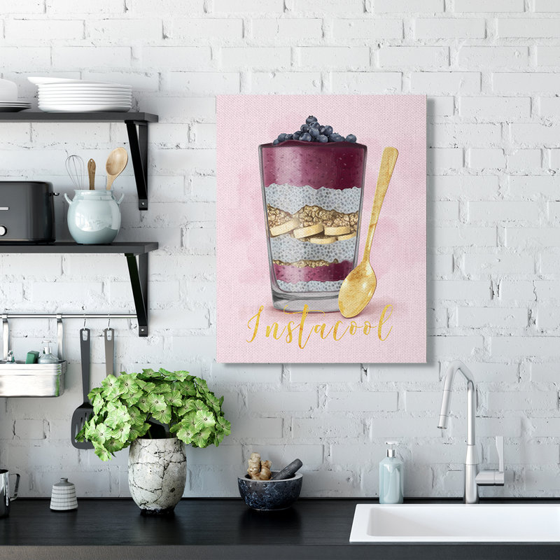 «Instacool Fruit Parfait Gold», reproduction d'art graphique, Toile tendue, H 30 po x l 24 po