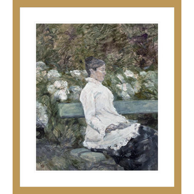 «Femme assise sur un banc dans un parc» par Henri de Toulouse-Lautrec, impression giclée encadrée