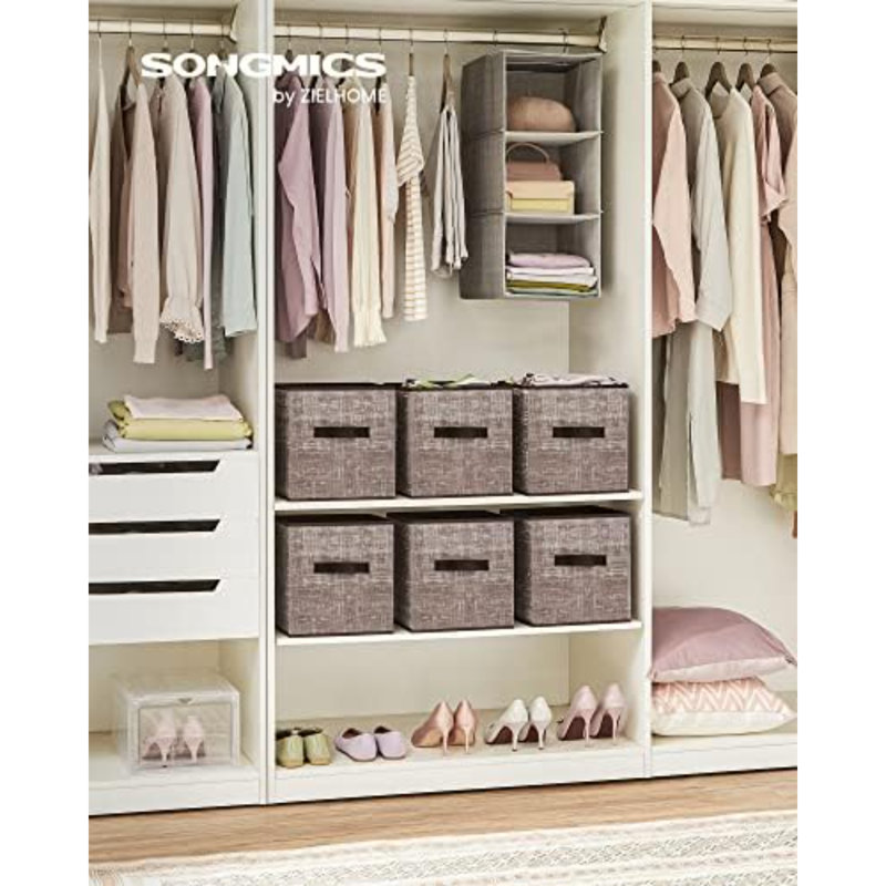 Storage Cubes, 11-Inch Non-Woven Fabric Bins With Double Handles, Set Of 6, Closet Organizers For Shelves, Foldable, For Clothes