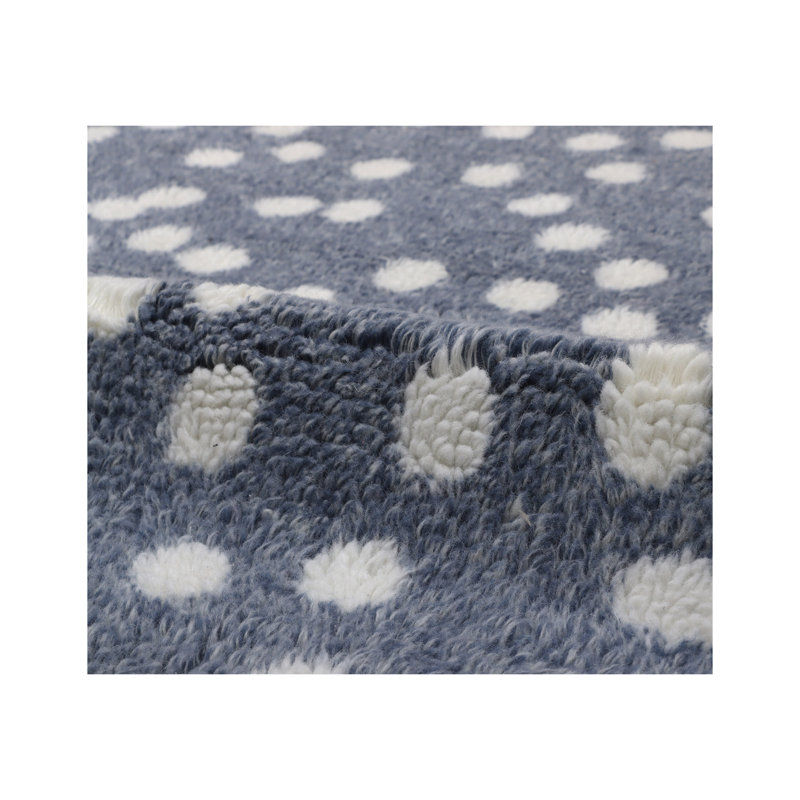 Confetti Polka Dots Area Rug in Denim Blue/White, Runner 2'6" x 12'