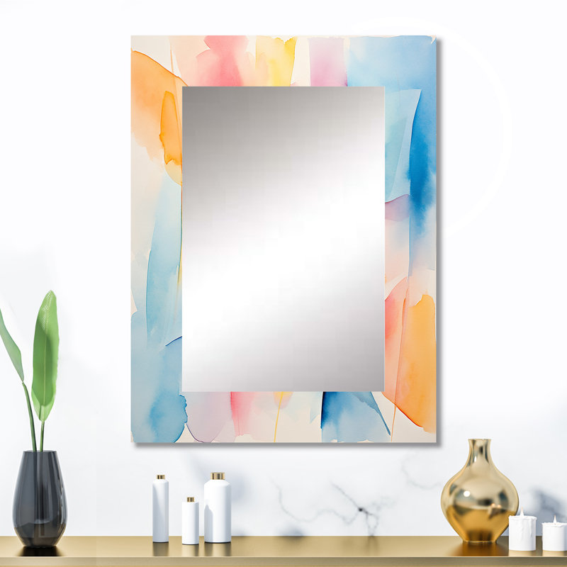 Explosion d'encre géométrique de couleur pastel III - miroir géométrique, miroir mural moderne unique, impression d'art en métal
