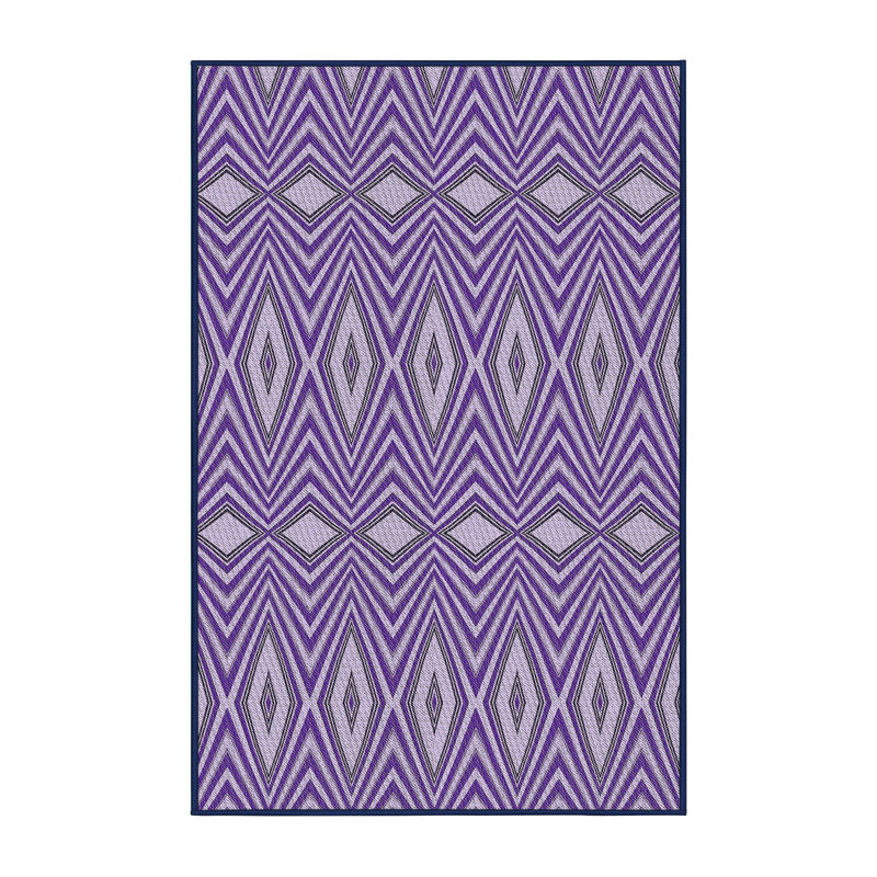 Tapis mauve/blanc à motifs, Rectangle 5 pi x 7 pi
