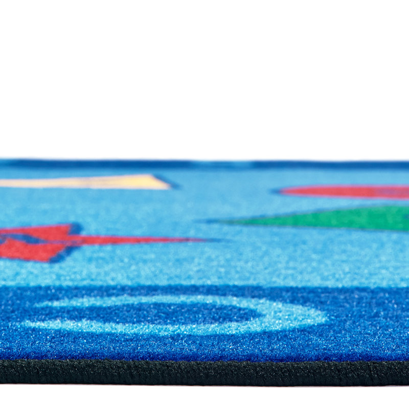 Light Blue Synthetic Non-slip Rectangular Kids Rug