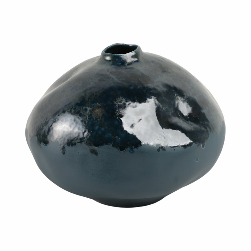 Handcrafted Pottery Earthenware Vase - Round Decorative Accent With Unique Glazed Detailing - Artisan Ceramic Design For Timeless Charm