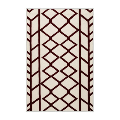 Machine Washable Trellis Beige Area Rug