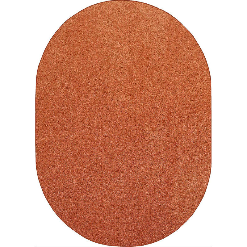 Tapis rond en polyester tissé à la machine de couleur unie orange, Ovale 7 pi x 9 pi