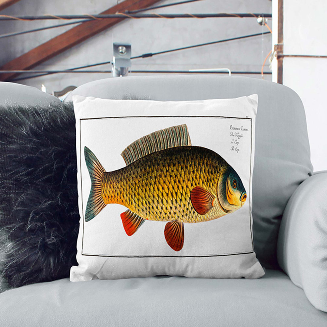 Carp Fish by M.E. Bloch Cushion with Filling