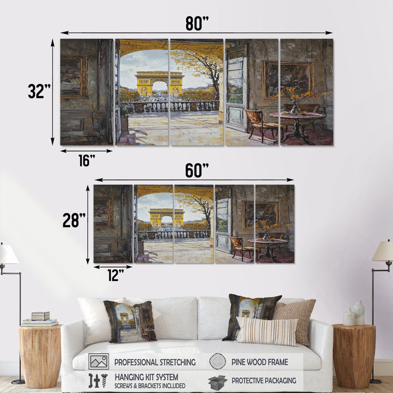 «Yellow Arc De Triomphe Views In Paris - City Paris», ensemble d'art mural, H 28 po x l 60 po
