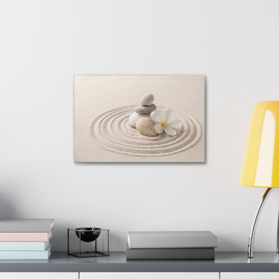 Stacked Zen Stones Forest Floral Nature Photography Canvas Wall Art