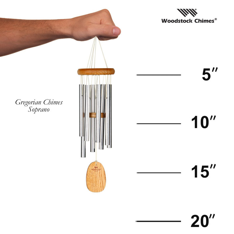 17'' Silver and Wood Gregorian Wind Chime