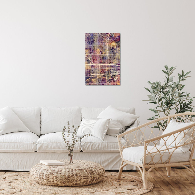 " Phoenix Arizona City Map II " by Michael Tompsett, 24" H x 16" W x 0.25" D