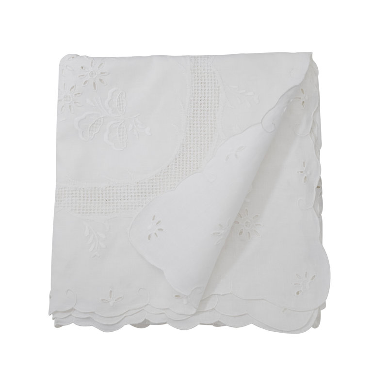 Nappe Linen Cutwork Lace - nappe décorative non réversible non doublée avec bords festonnés, 54 po x 54 po