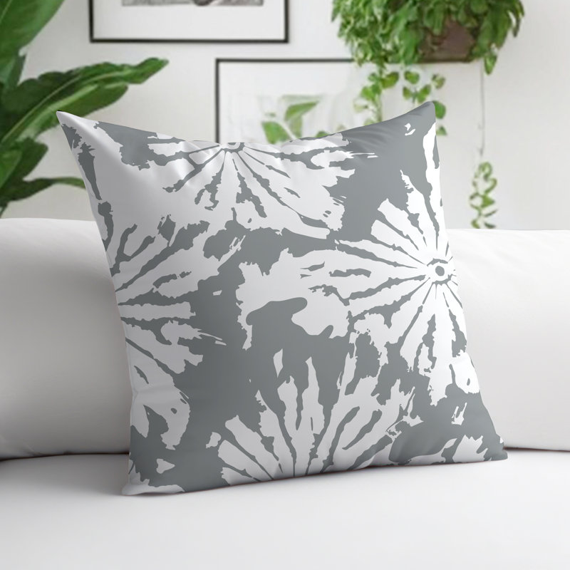 Coussin Cecil, H 17 po x l 17 po, Gris / blanc
