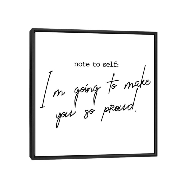 Note pour l’impression d’art textuel, H 26 po x l 26 po x P 1,5 po, Toile avec cadre noir, Pas de tapis