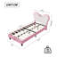 Single Children’S Bed Frame With LED Reading Lighting, Girls Bed Upholstered Platform Bed Frame With Butterfly-Shaped Adjustable Height Headboard, Easy Assembly-1499919451-1505438670