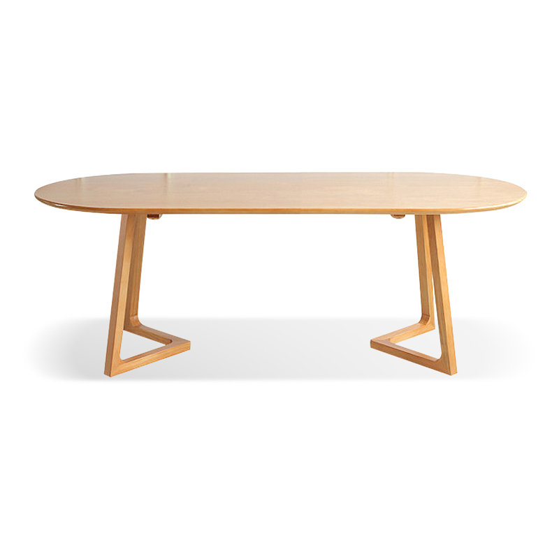Brown Oval Solid Wood Dining Table, 29.53”H x 78.74”L x 31.5”W