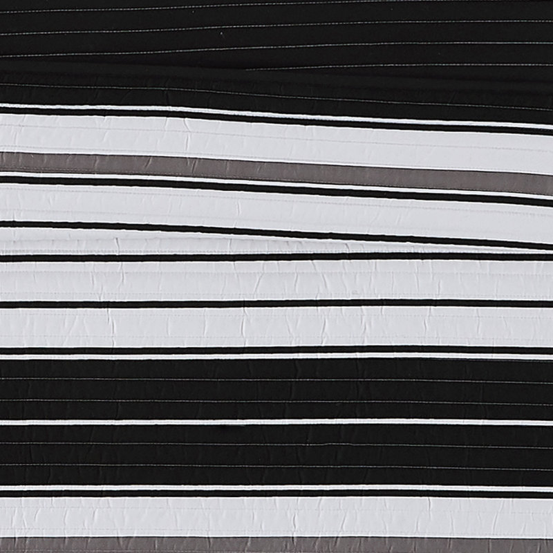 Black and White Striped Twin Microfiber Quilt Set