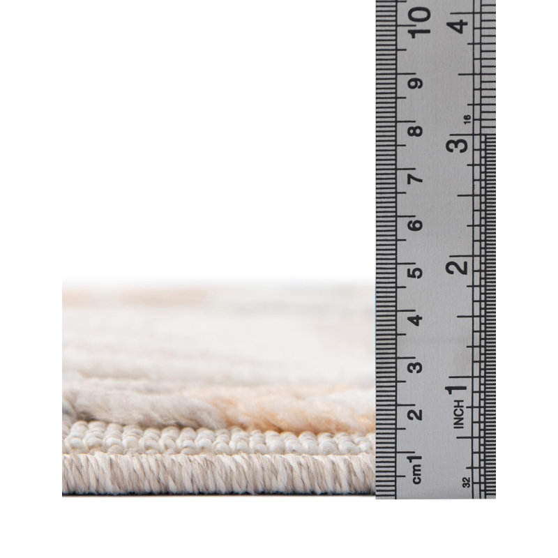 Ivory and Beige Floral Rectangular Kids Rug, 4' x 6'
