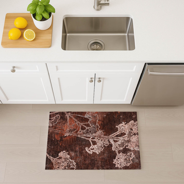 Machine Washable Indoor/Outdoor Leavittsburg ACN2239 Floral Rug