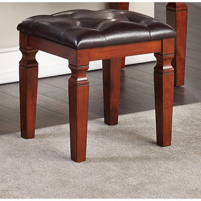 Bedroom Vanity With Stool - Cherry Color, 3 Compartments, Tri Mirror, Made Traditional Style 3 Storage, Mirror