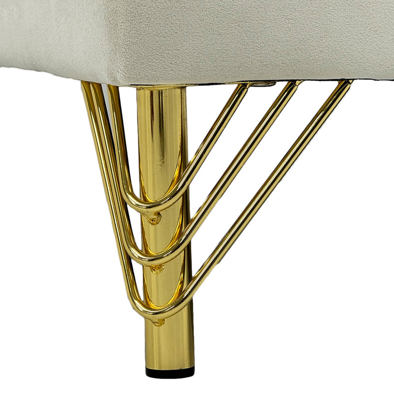 Eugeniu 83.46" Tufted Velvet Sofa with Gold Metal Legs, 3-Seater Upholstered Couch for Living Room, Beige, Beige Velvet