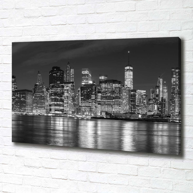 Manhattan By Night - Wrapped Canvas Print