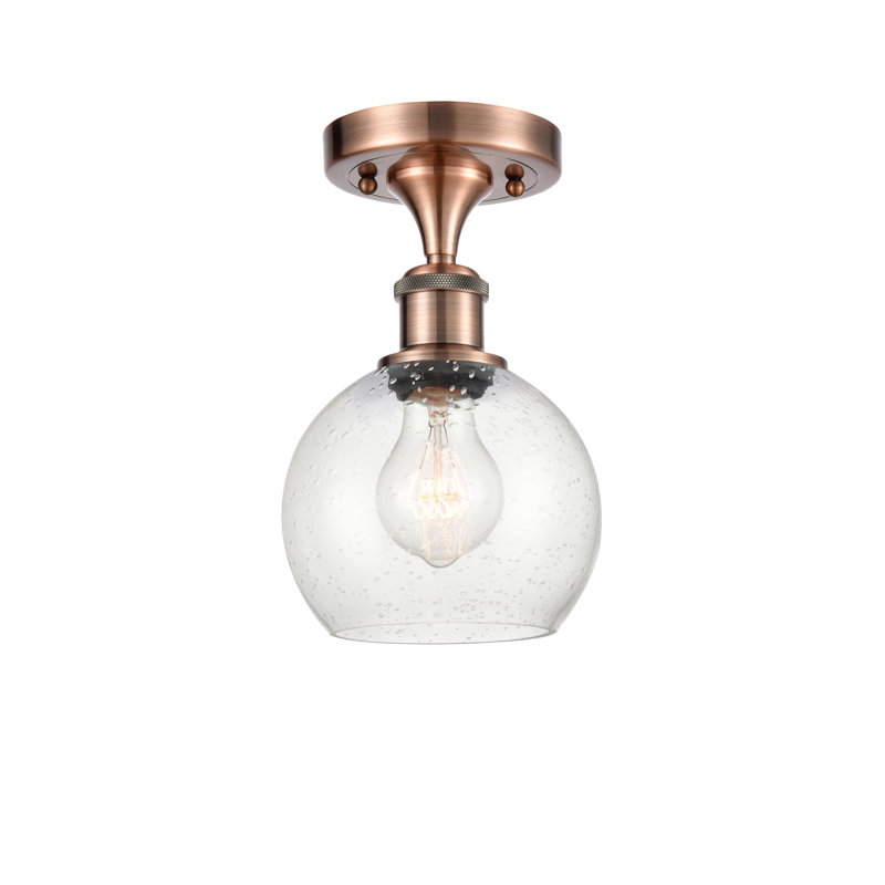 Plafonnier semi-encastré 1 lumière, Ampoule non incluse, H 9,88 po x l 6 po x P 6 po, Cuivre antique