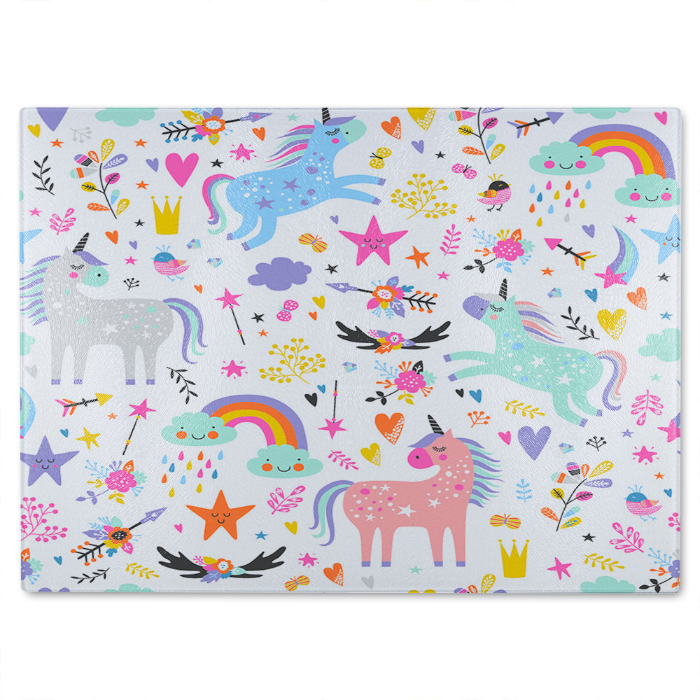 unicorns Designer Glass Chopping Board