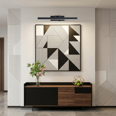 Applique murale 16 po à piles avec télécommande, applique murale à DEL à intensité variable pour œuvre d'art, miroir, chambre à coucher (noir)