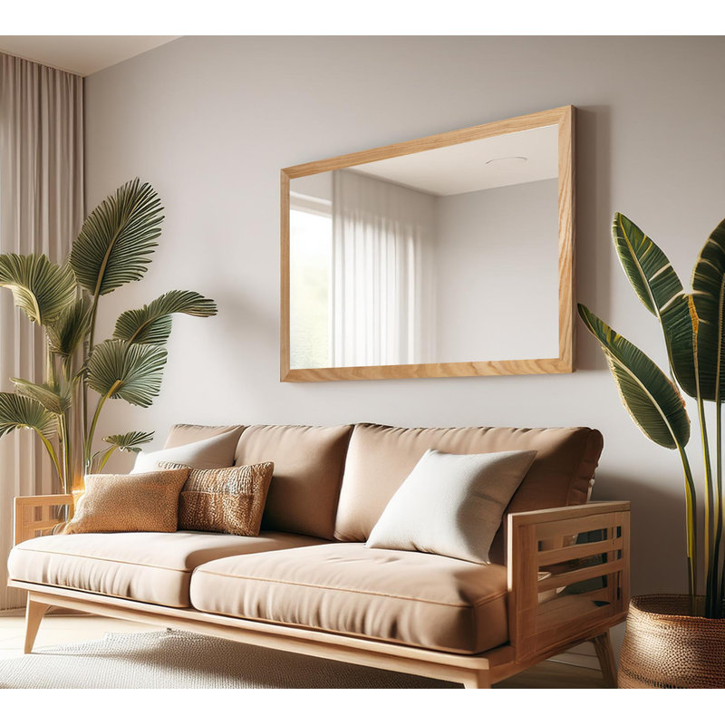 Miroir en bois franc Ebark Designs Ebark - chêne rouge 2 po, Naturel, 37 po x 30 po