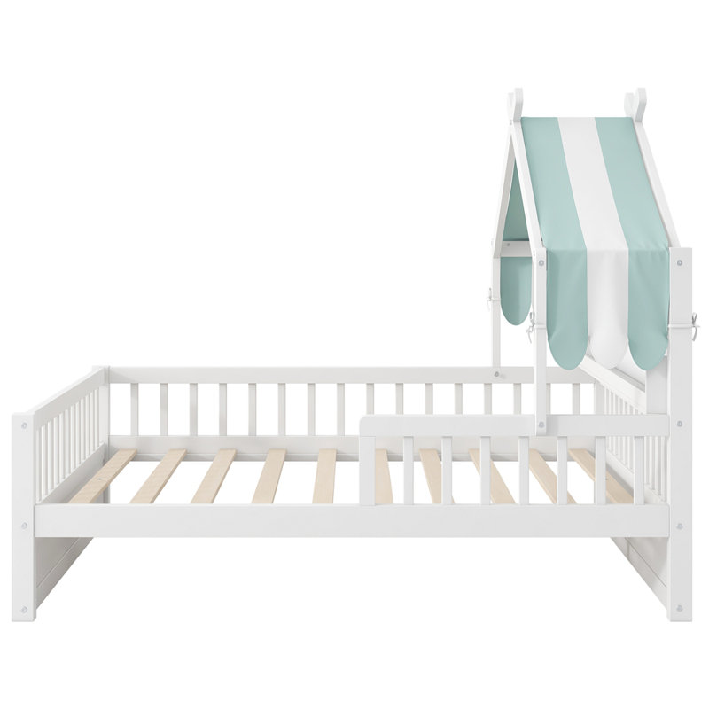 Lit simple en bois avec tête de lit, White, Simple 