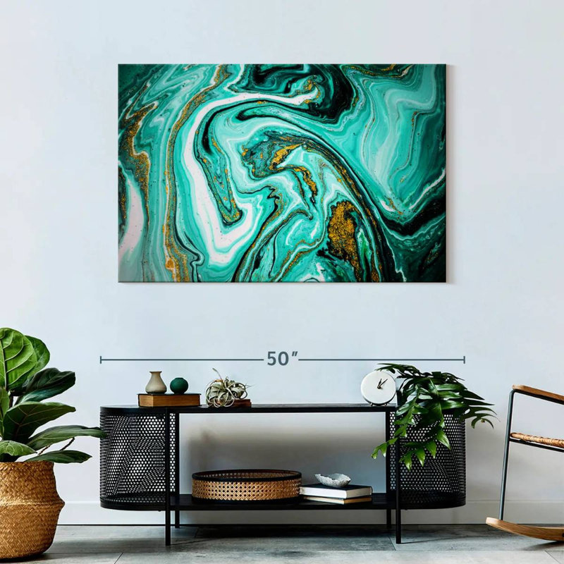 Avery Teal Marble Abstract, 30" H x 45" W