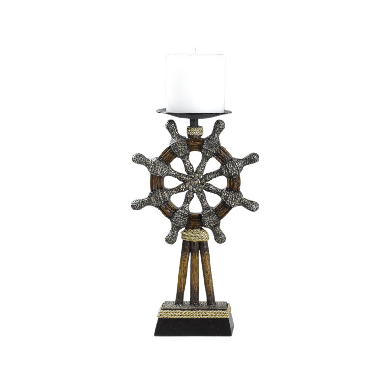 Ensemble de porte-bougies 3 pièces Capi, forme de roue bronze, base solide Capi