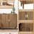 Walnut Sideboard Cabinet, Freestanding Buffet Cabinet With Line Groove Design, Wood Storage Cabinet With Adjustable Shelf For Living Room, Entryway, Hallway