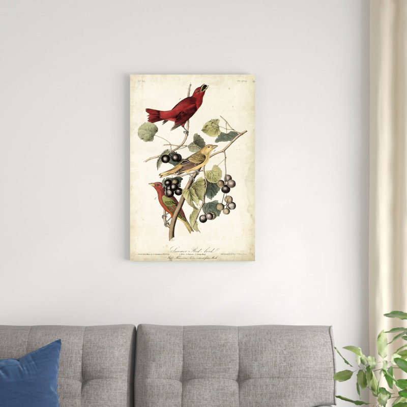 Été oiseau rouge, H 30 po x l 20 po x P 1,25 po