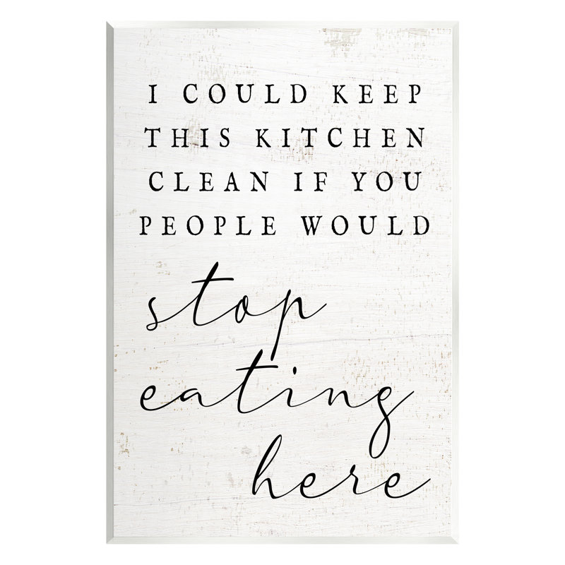 «Keep This Kitchen Clean», art mural drôle sur toile flottante par Lil 'Rue, H 15 po x l 10 po x P 0,5 po, Bois