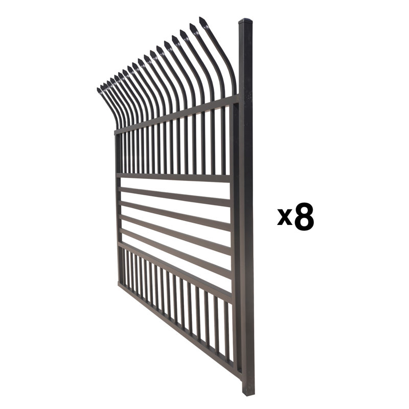 Black Steel 8-Panel French Gothic Ornamental Fence Kit