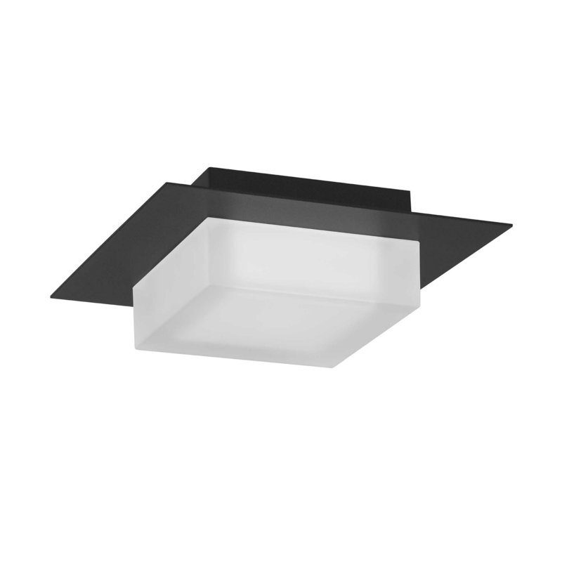 Plafonnier encastré carré carré chromé à DEL, éclairage tricolore, 15W, H 5 po x l 8 po x P 8 po, Noir