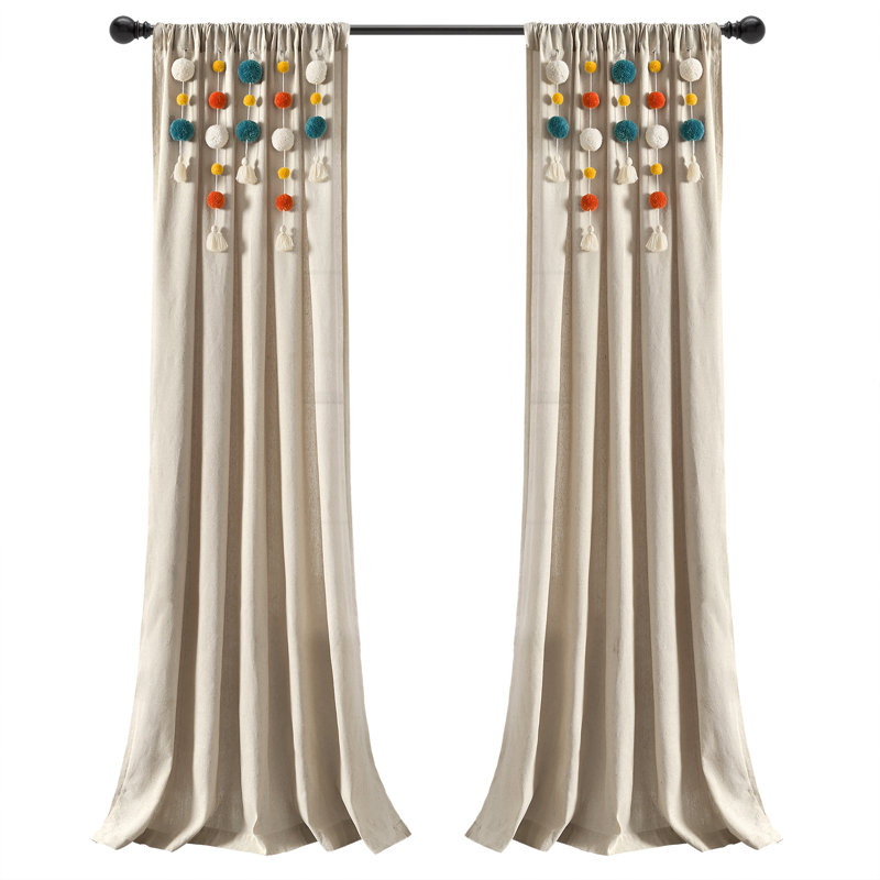 Cotton Blend Semi Sheer Curtain Single Panel, 52"W x 84"L, Turquoise