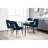Blue Velvet Dining Chair With Metal Legs And Nailhead Decorations, Of 2pc Chairs Contemporary Upholstery Black Legs, 2-369374338