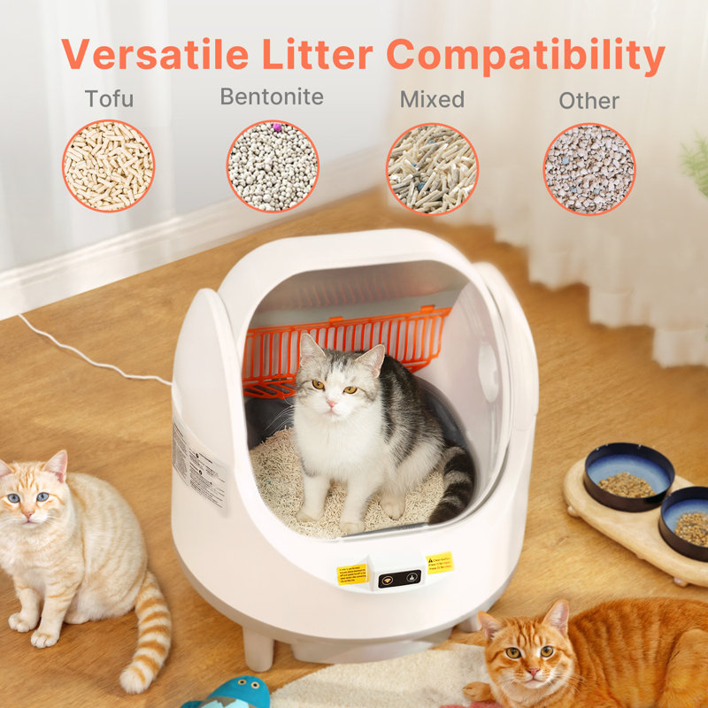 Self Cleaning Cat Litter Box, Open Top Automatic Litter Box, App Control, Safety Protection, With Smart Odor Control System