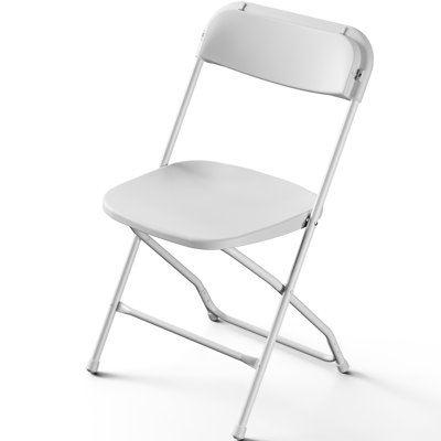 Ensemble de 10 chaises pliantes blanches pour événements, avec des sièges en plastique profilés et des structures en acier