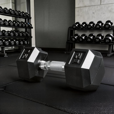 This Black Rubber Dumbbell Set Weighs 24 Pounds As A Set And 12 Pounds Per Dumbbell. It Can Be Used For Daily Fitness Exercises At Home, In The Office, Or In The Gym.