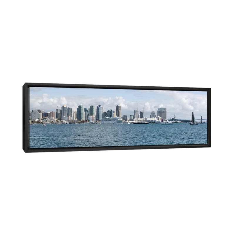 «Buildings at the Waterfront San Diego, California», reproduction sur toile tendue, Toile avec cadre noir